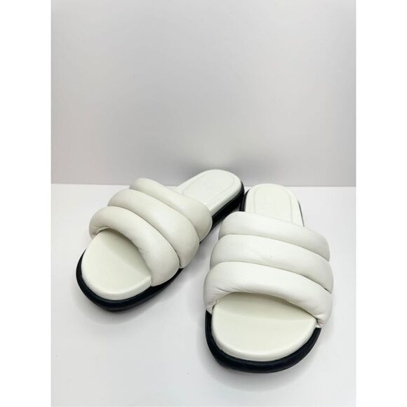 Marc Fisher Slides Womens‎ Size 5 White Leather Open Toe Slip On Shoes - Picture 4 of 8